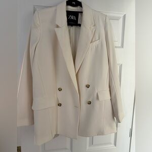 Zara double breasted cream blazer